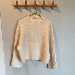 Zara Off-White Cowl Neck Sweater